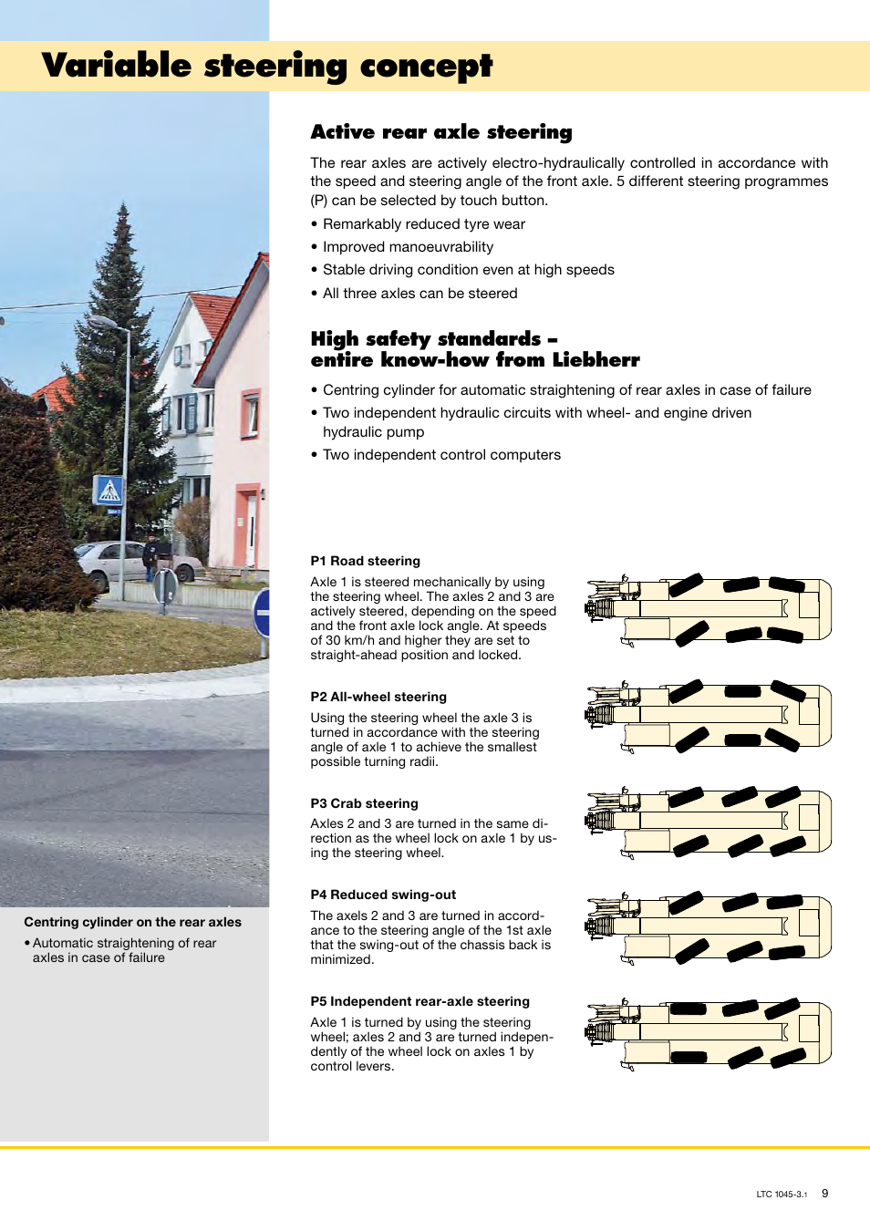 Variable steering concept, Active rear axle steering | Liebherr LTC 1045-3.1 User Manual | Page 9 / 18