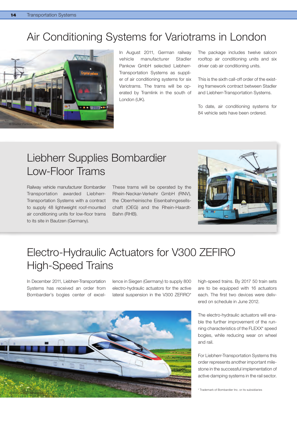 Liebherr supplies bombardier low-floor trams, Air conditioning systems for variotrams in london | Liebherr Downloads User Manual | Page 14 / 36