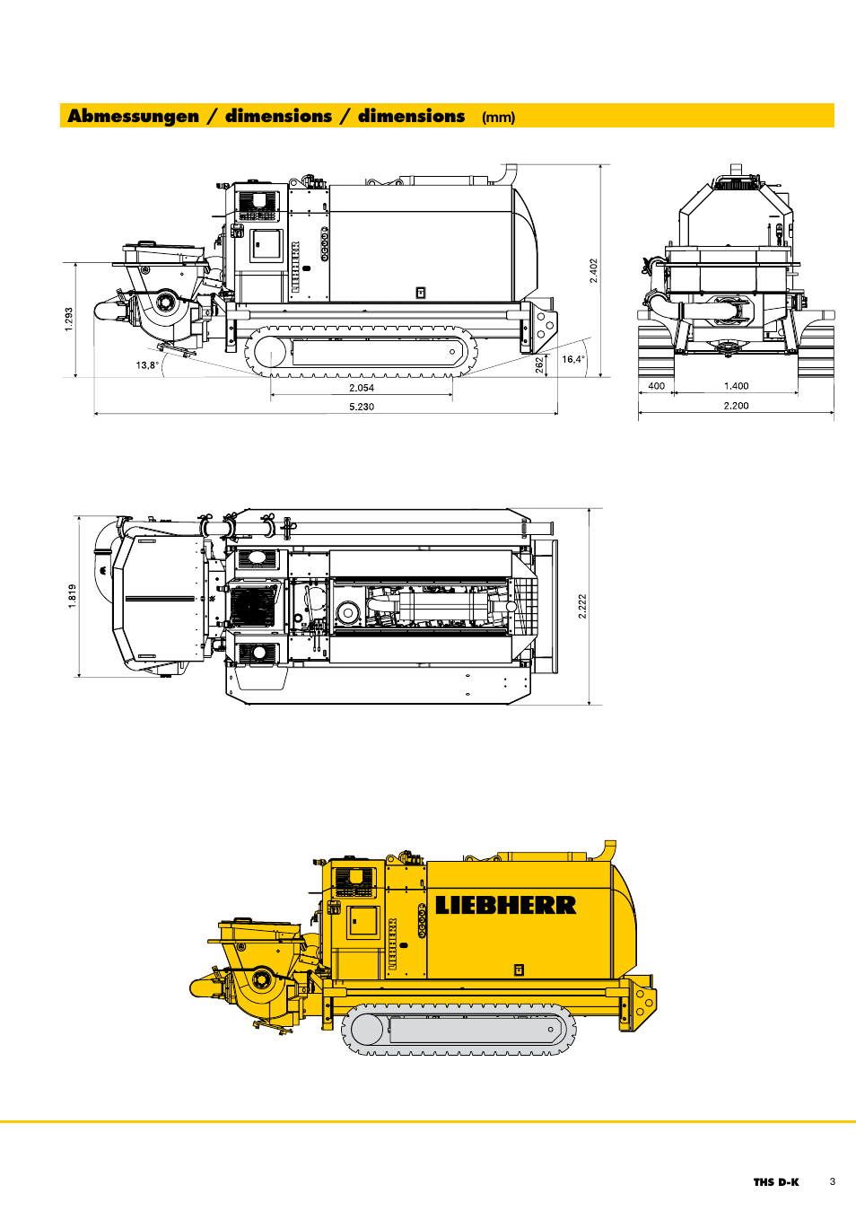 Abmessungen / dimensions / dimensions | Liebherr Crawler concrete pumps User Manual | Page 3 / 4