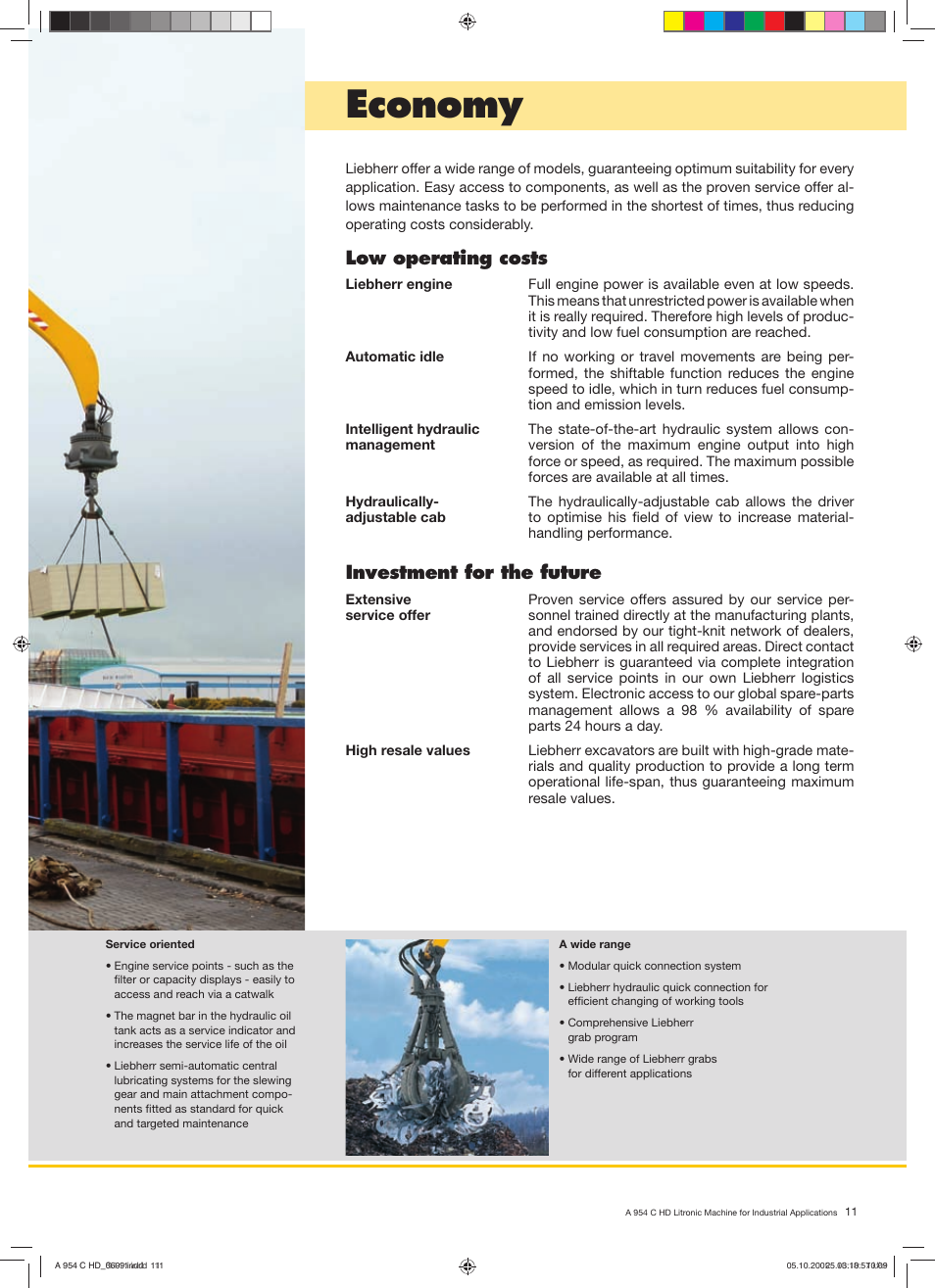 Economy, Low operating costs, Investment for the future | Liebherr A 954 C HD Litronic Material Handler User Manual | Page 11 / 28