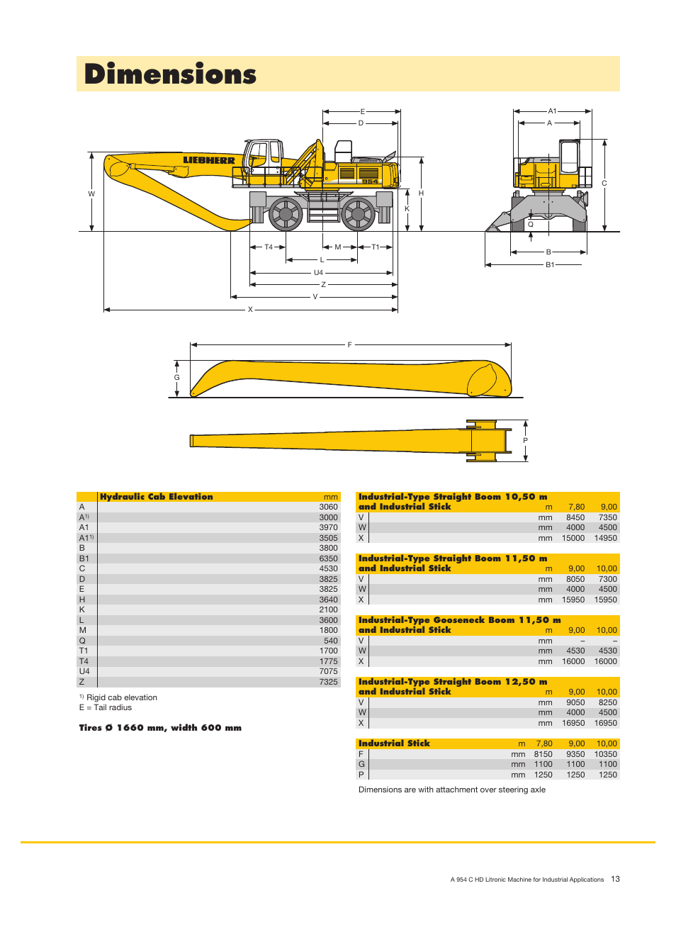 Dimensions | Liebherr A 954 C HD Litronic Material Handler User Manual | Page 13 / 28