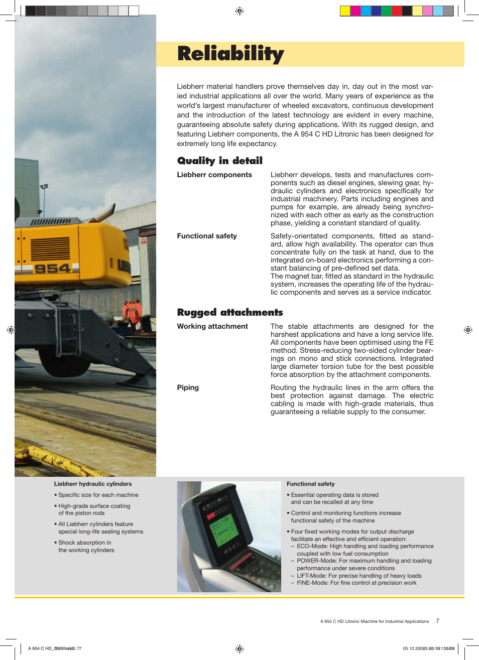 Reliability, Quality in detail, Rugged attachments | Liebherr A 954 C HD Litronic Material Handler User Manual | Page 7 / 28