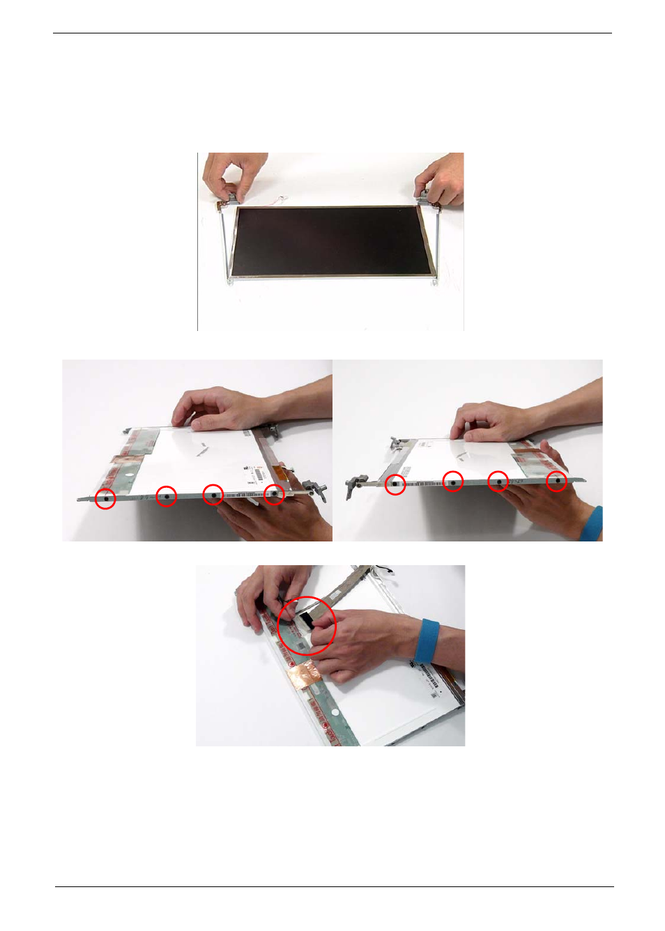 Lcd module reassembly procedure, Replacing the lcd panel | Acer 4730 User Manual | Page 107 / 194