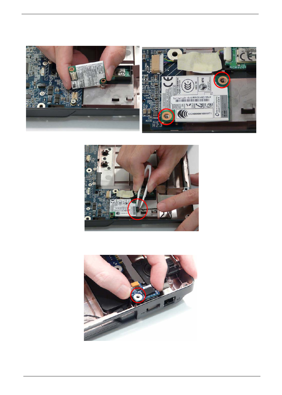 Replacing the modem module, Replacing the modem module replacing the usb board | Acer 4730 User Manual | Page 116 / 194