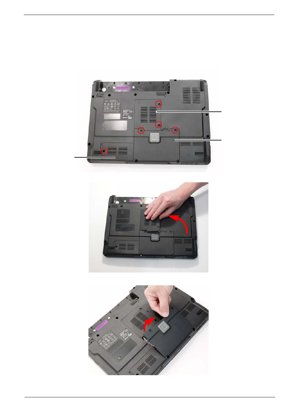 Removing the lower covers | Acer 4730 User Manual | Page 59 / 194