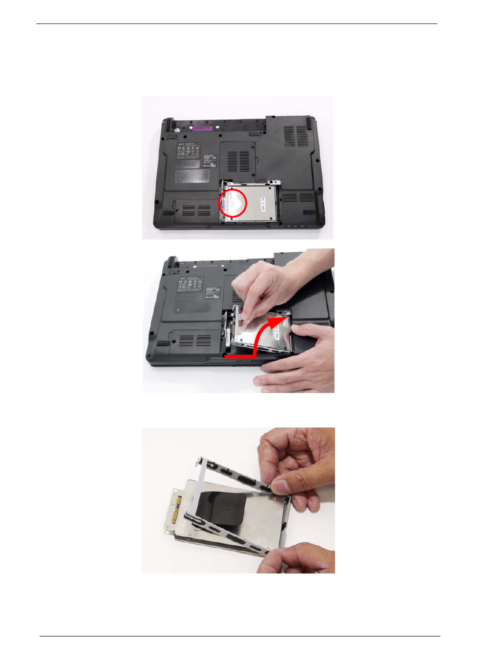 Removing the hard disk drive module | Acer 4730 User Manual | Page 64 / 194
