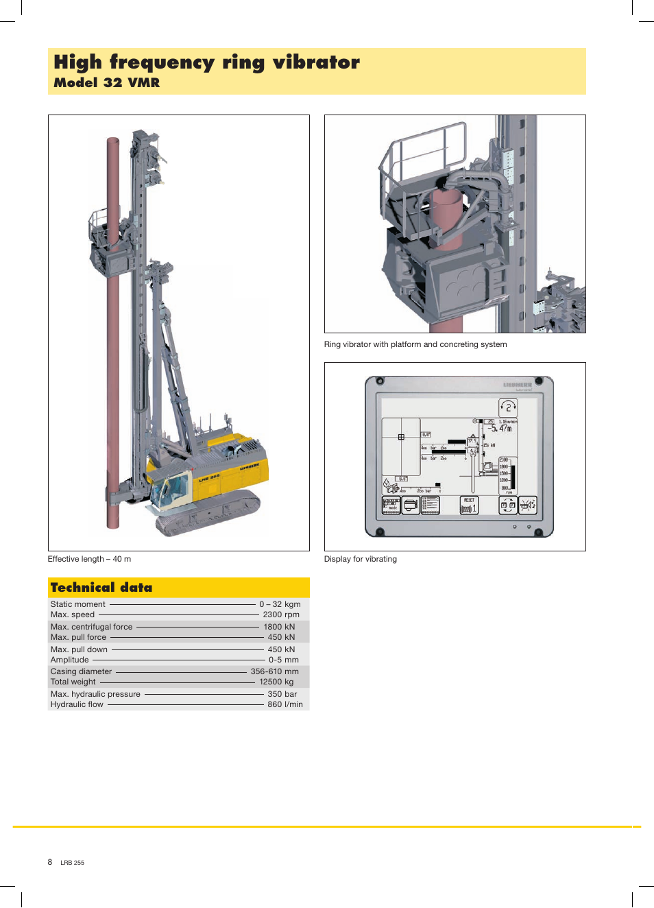 High frequency ring vibrator, Model 32 vmr, Technical data | Liebherr LRB 255 User Manual | Page 8 / 16