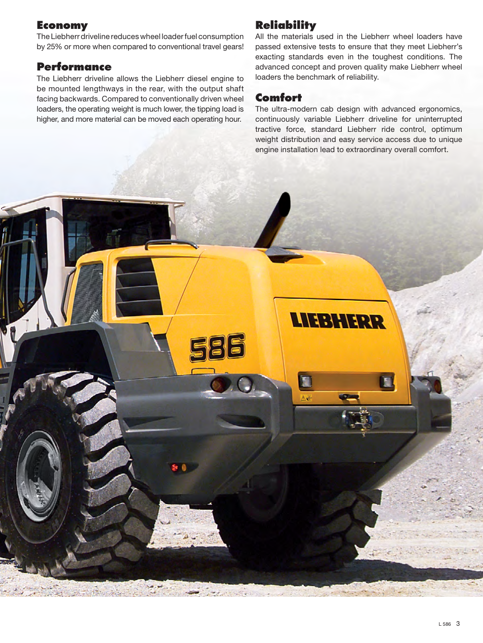 Economy, Performance, Reliability | Comfort | Liebherr L 586 User Manual | Page 3 / 16