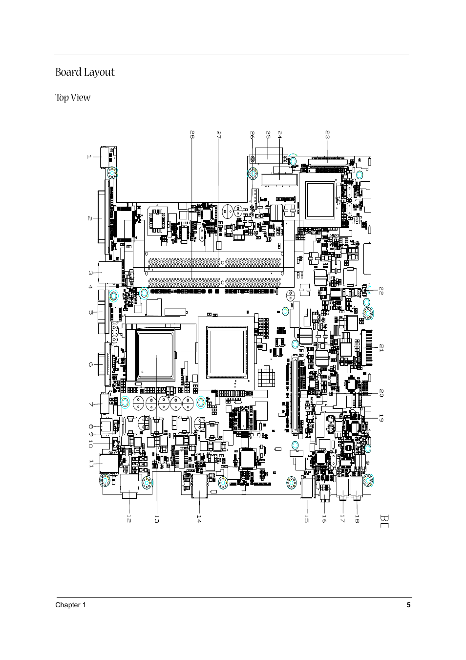 Board layout, Top view | Acer 1710 User Manual | Page 14 / 118