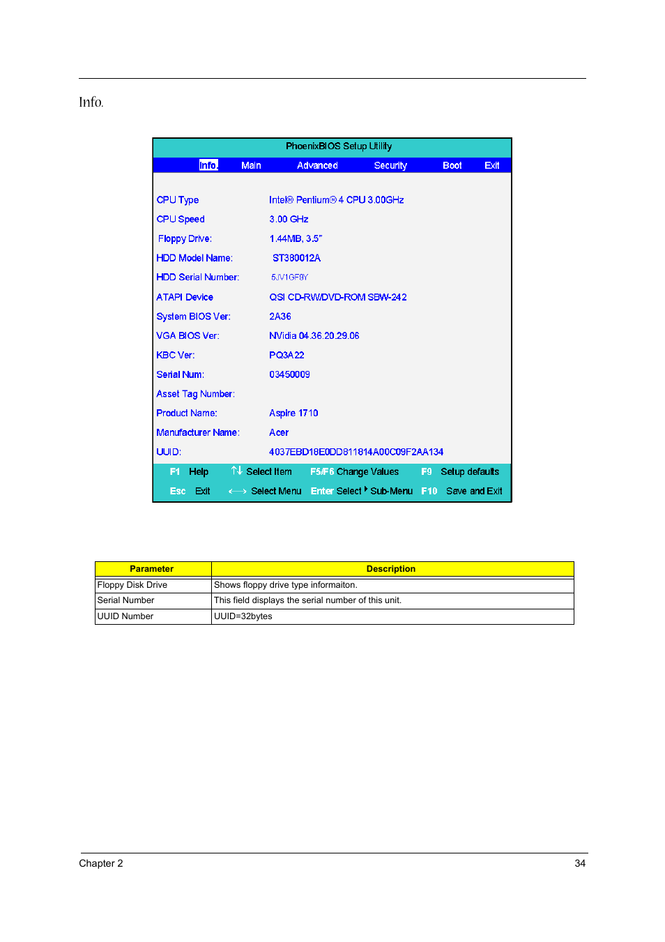 Info | Acer 1710 User Manual | Page 43 / 118