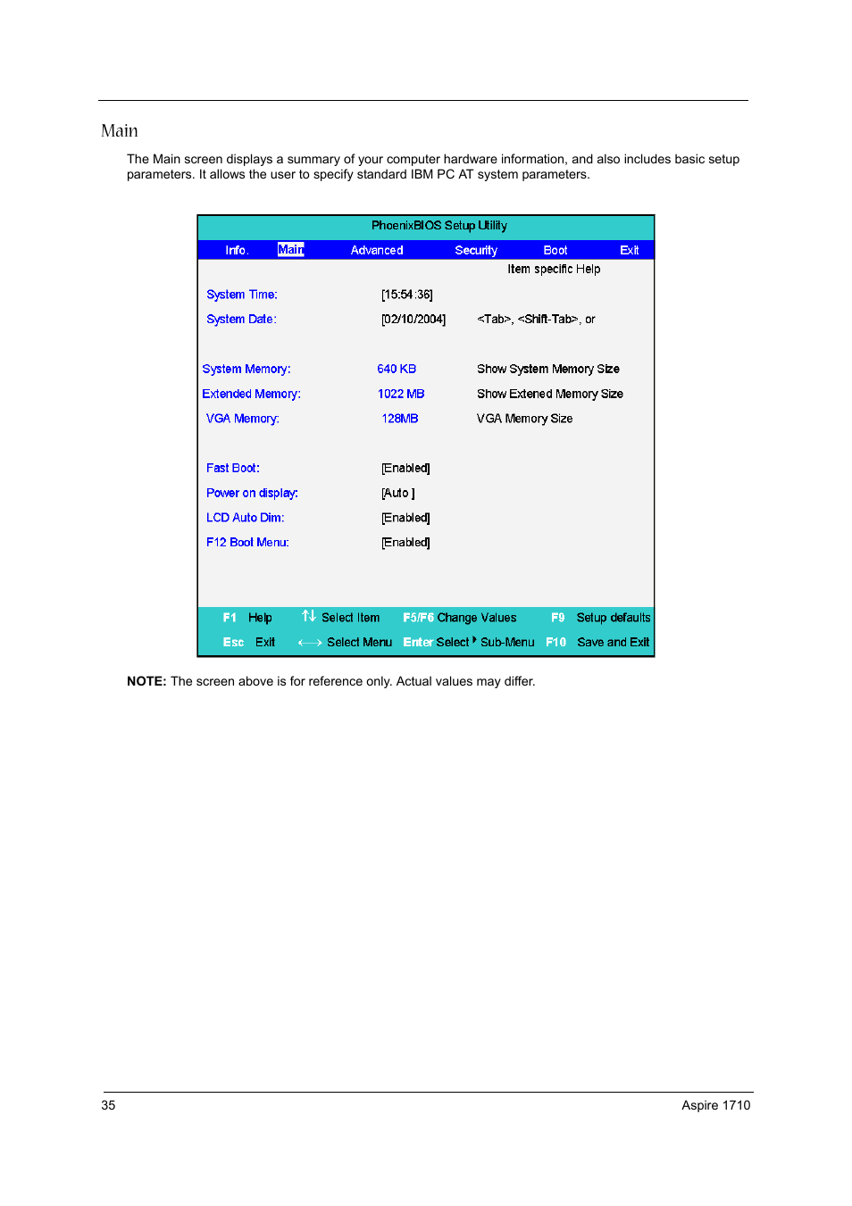 Main | Acer 1710 User Manual | Page 44 / 118
