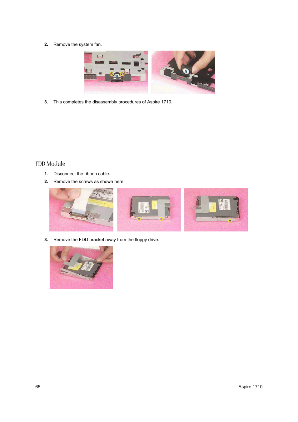 Fdd module | Acer 1710 User Manual | Page 74 / 118