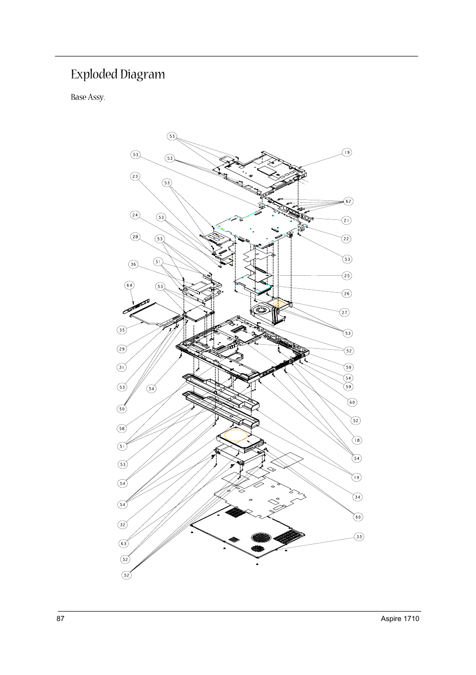 Exploded diagram | Acer 1710 User Manual | Page 96 / 118