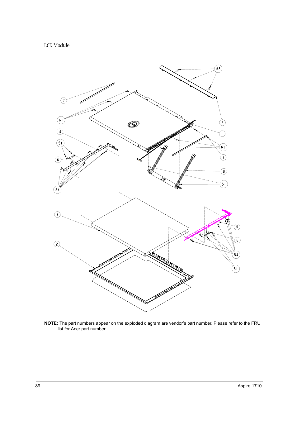 Lcd module | Acer 1710 User Manual | Page 98 / 118