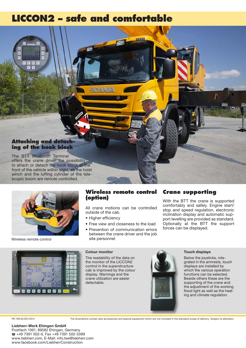 Liccon2 – safe and comfortable, Wireless remote control (option), Attaching and detach- ing of the hook block | Crane supporting | Liebherr LTF 1060-4.1 User Manual | Page 16 / 16
