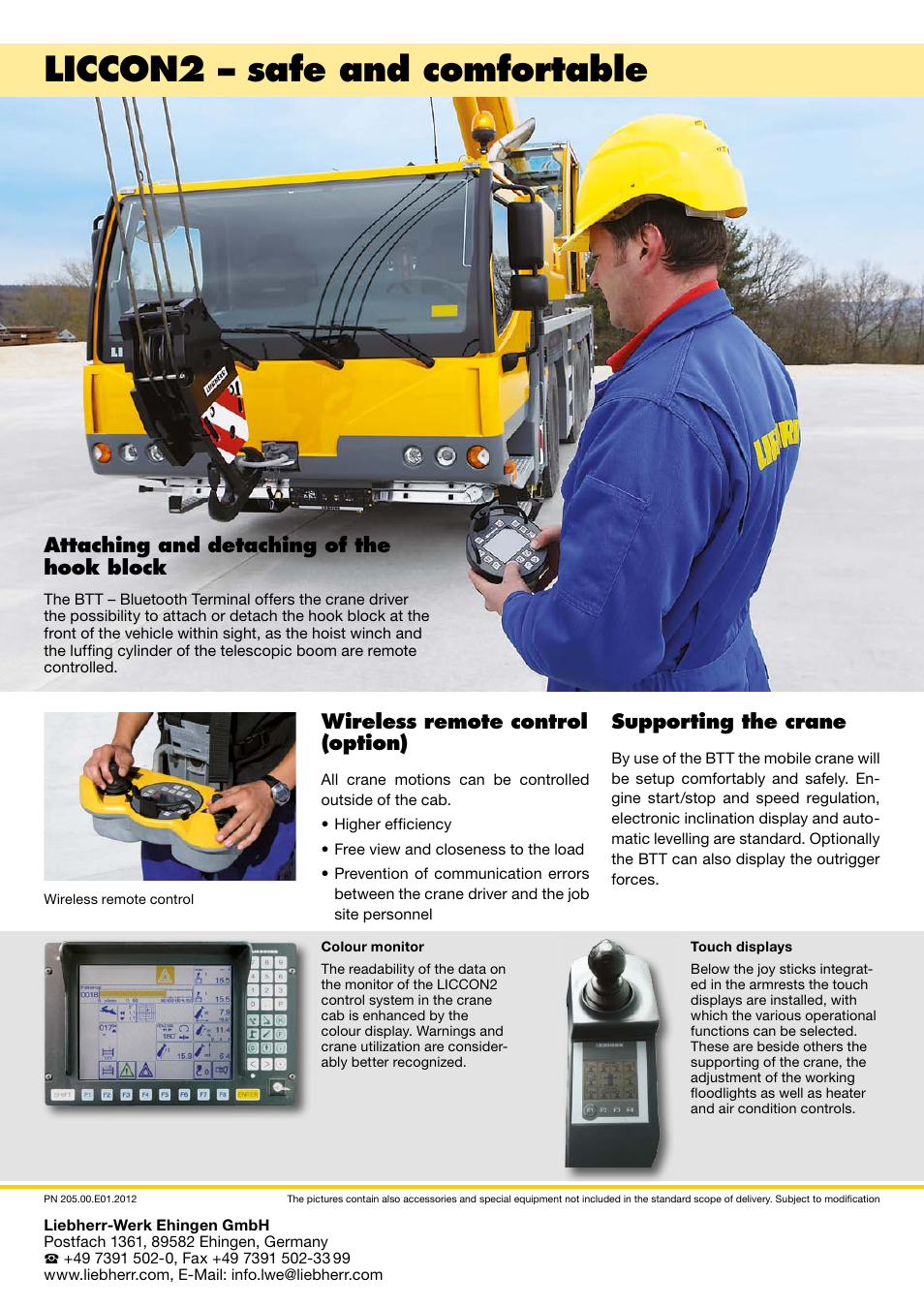 Liccon2 – safe and comfortable, Wireless remote control (option), Attaching and detaching of the hook block | Supporting the crane | Liebherr LTM 1130-5.1 User Manual | Page 18 / 18