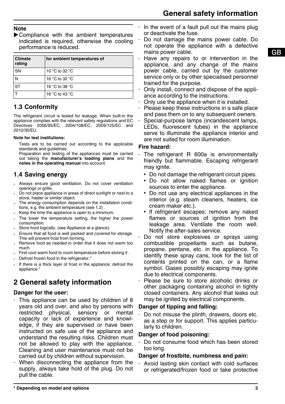 3conformity, 4saving energy, 2general safety information | 2 general safety information, General safety information | Liebherr UIK 1424 Comfort User Manual | Page 3 / 10