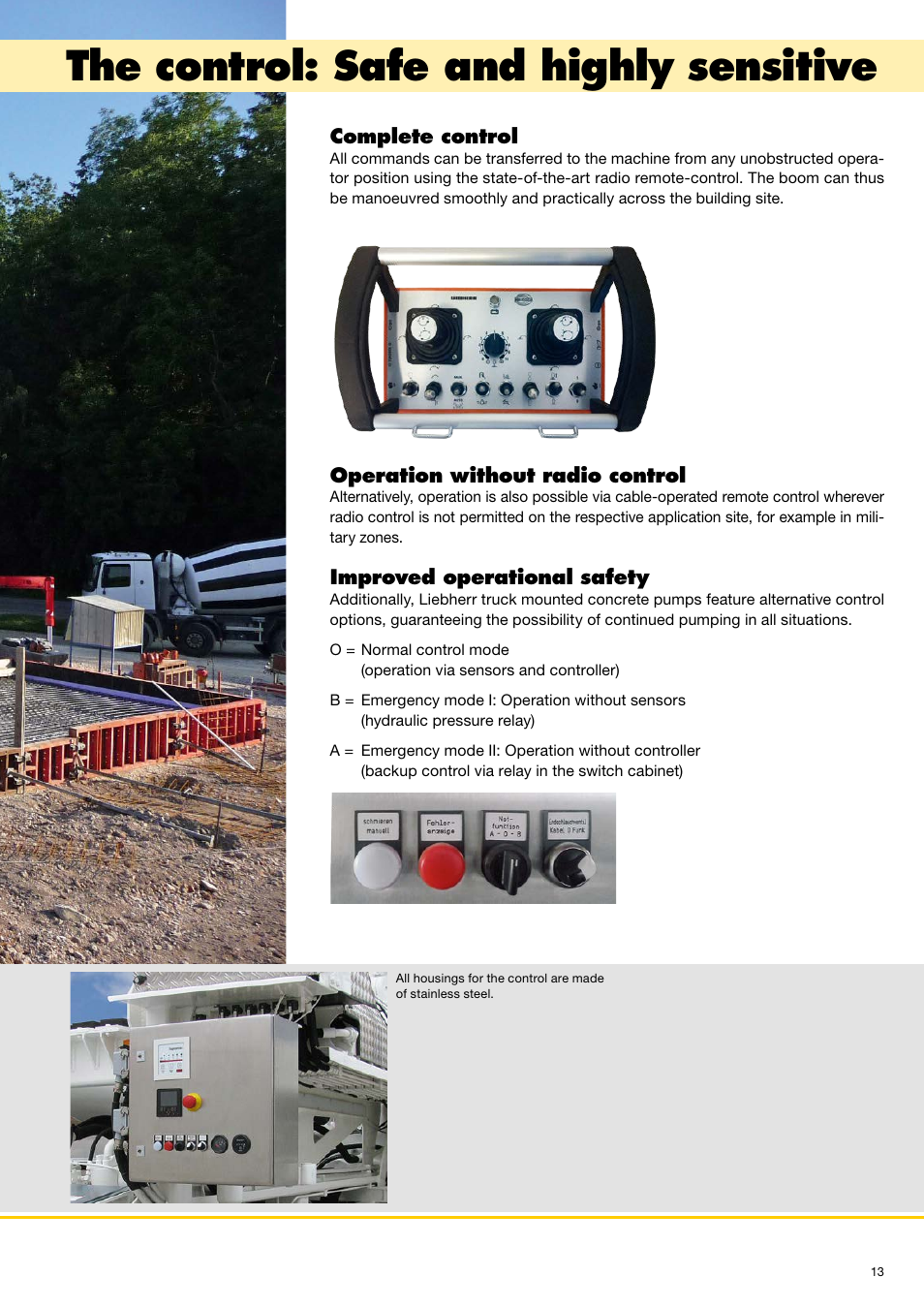 The control: safe and highly sensitive | Liebherr Truck-mounted concrete pumps User Manual | Page 13 / 20