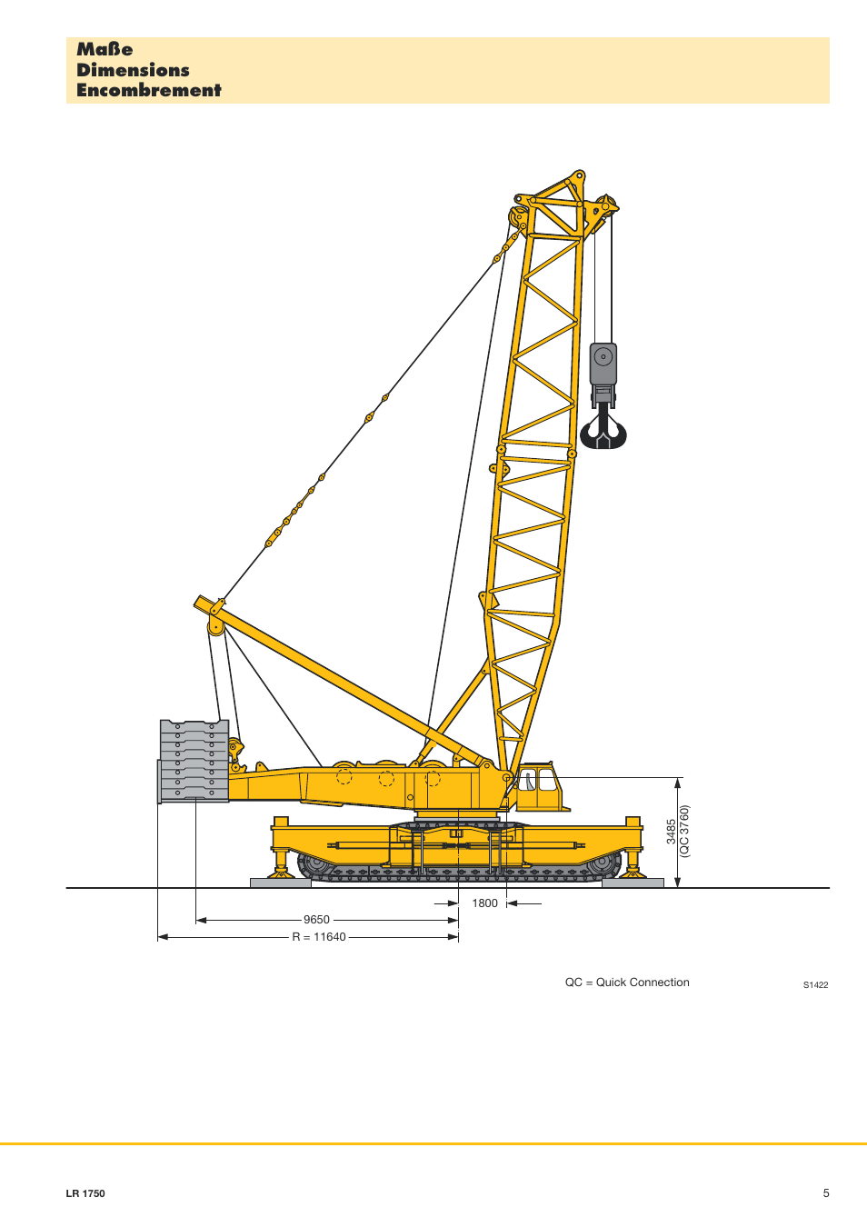 Maße dimensions encombrement | Liebherr LR 1750 User Manual | Page 5 / 28