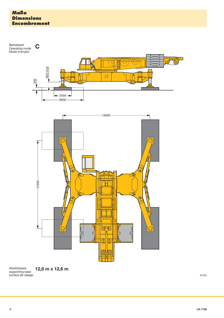 Maße dimensions encombrement | Liebherr LR 1750 User Manual | Page 6 / 28