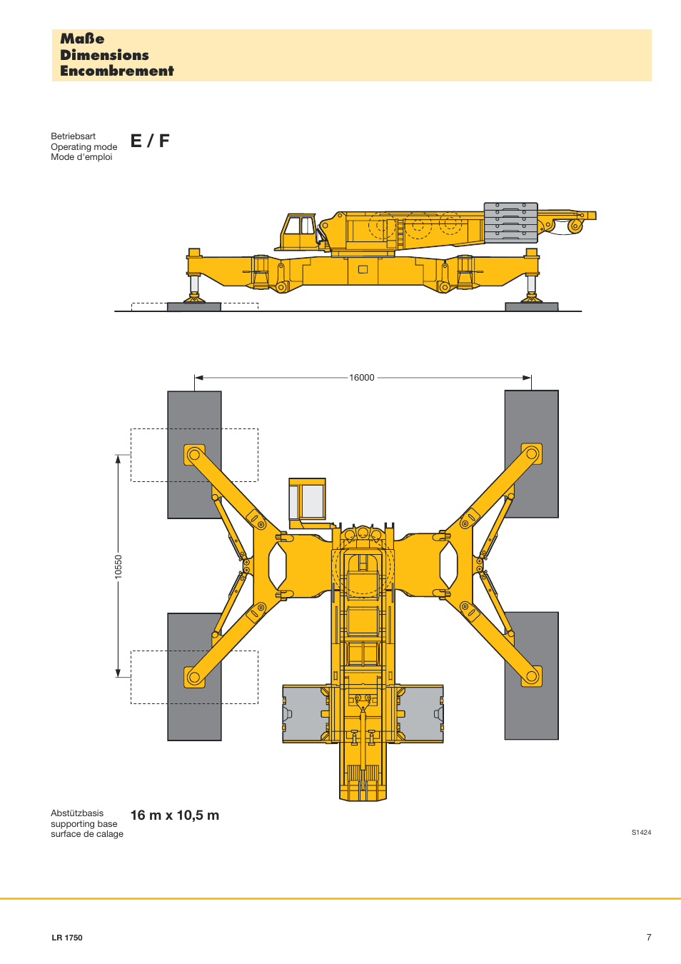 E / f, Maße dimensions encombrement | Liebherr LR 1750 User Manual | Page 7 / 28