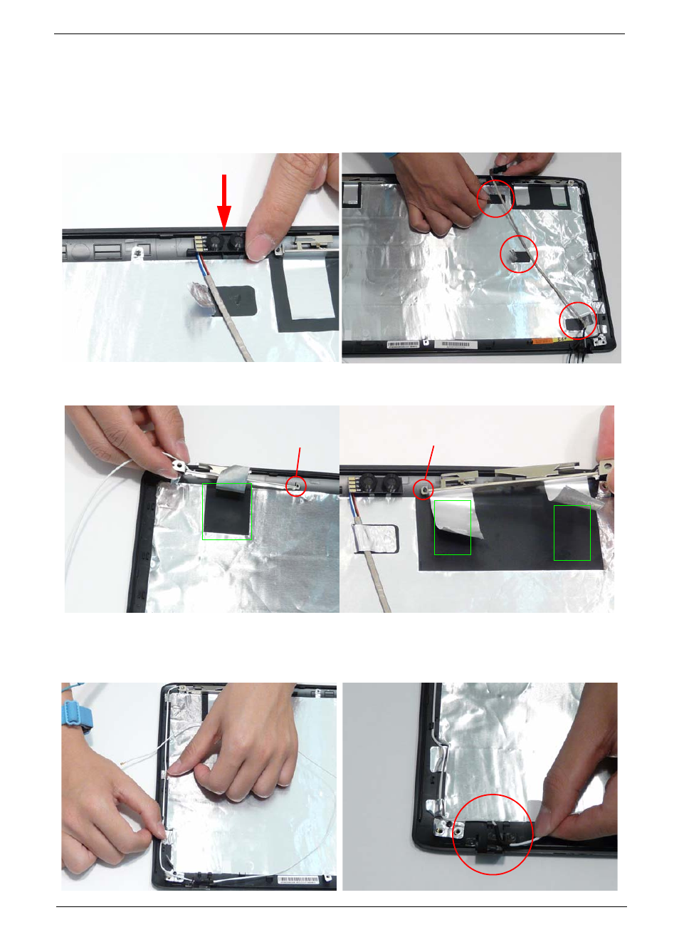 Lcd module reassembly procedure, Replacing the mic and antennas | Acer 5737Z User Manual | Page 101 / 188