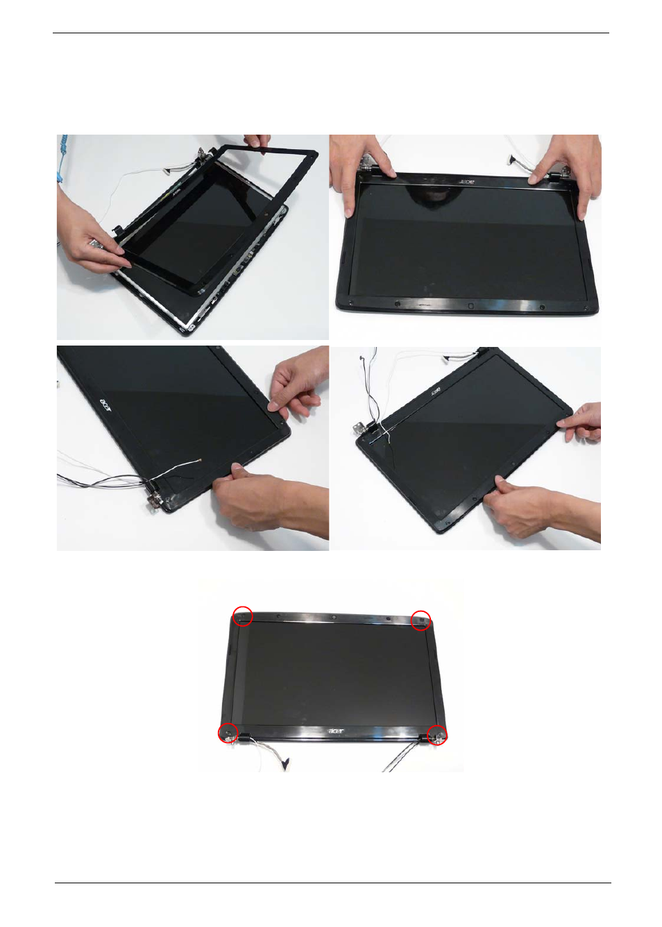 Replacing the lcd bezel | Acer 5737Z User Manual | Page 105 / 188