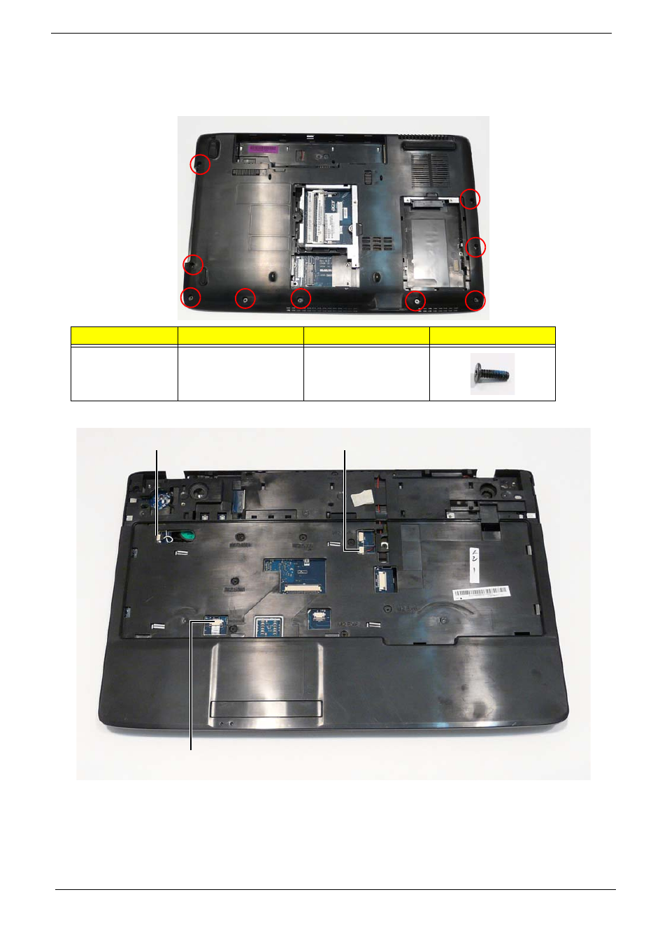 Removing the upper cover, Ab c | Acer 5737Z User Manual | Page 76 / 188