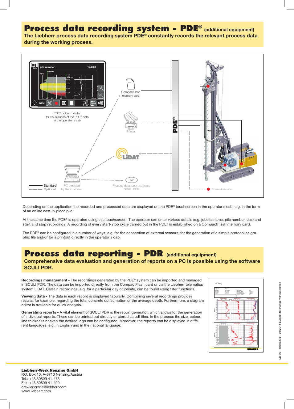Process data recording system - pde, Process data reporting - pdr, The liebherr process data recording system pde | Additional equipment) | Liebherr LB 36 User Manual | Page 12 / 12