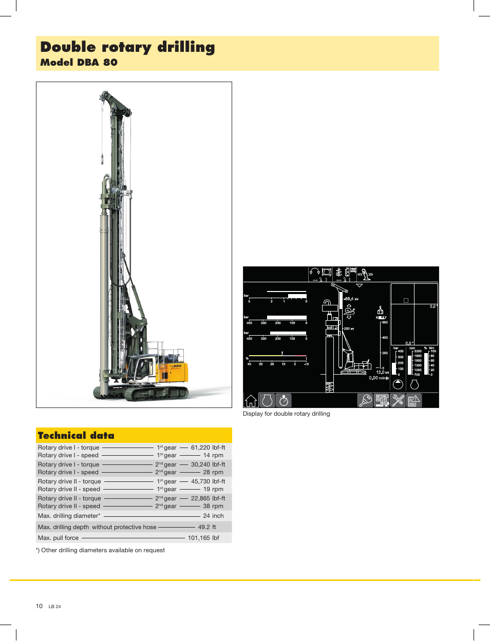 Double rotary drilling, Model dba 80, Technical data | Liebherr LB 24 User Manual | Page 10 / 12