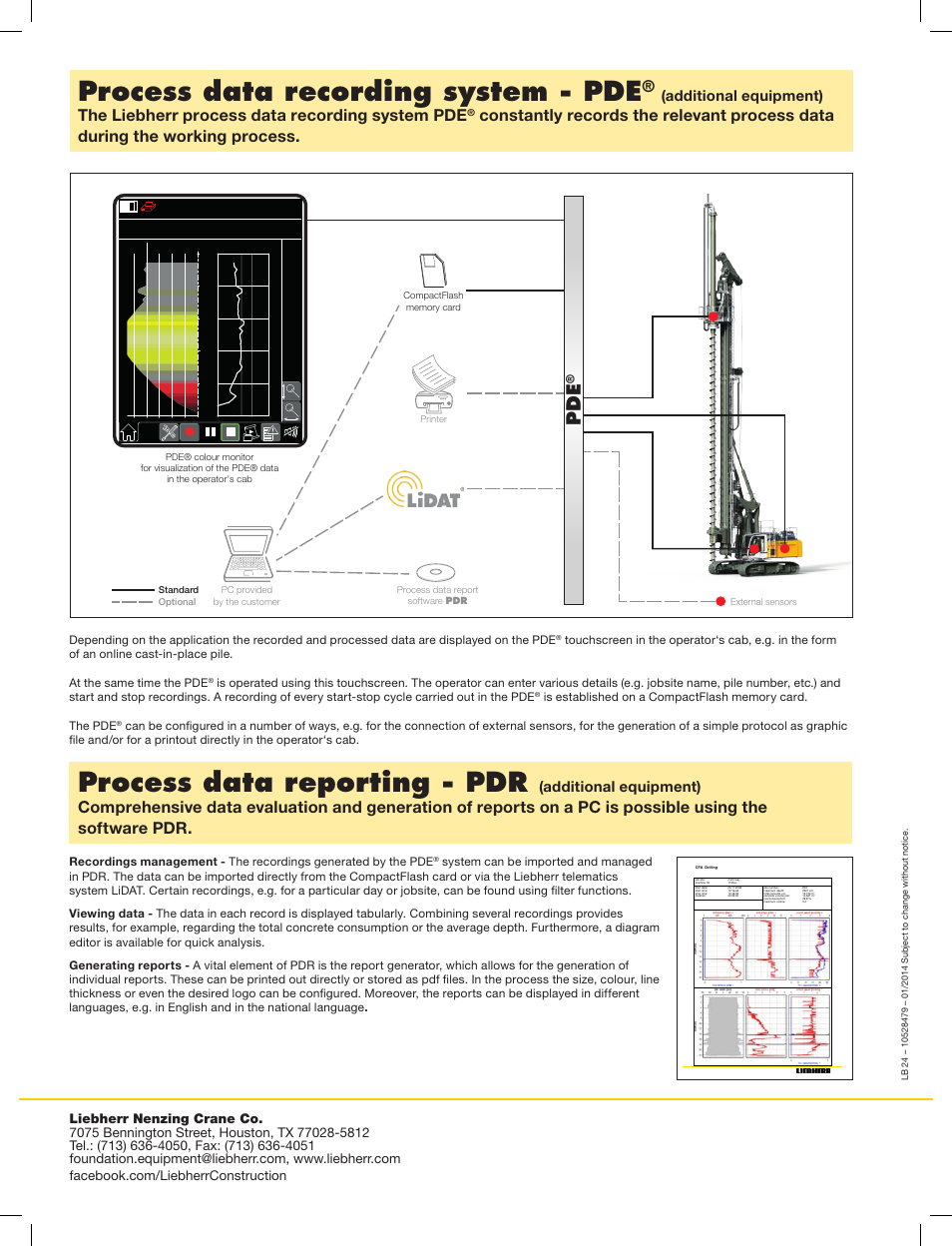 Process data recording system - pde, Process data reporting - pdr, The liebherr process data recording system pde | Additional equipment) | Liebherr LB 24 User Manual | Page 12 / 12