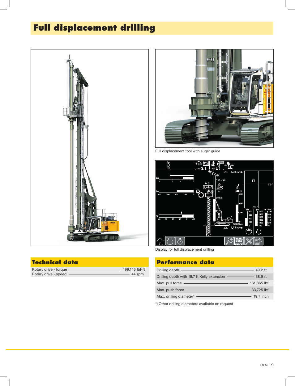 Full displacement drilling, Technical data, Performance data | 34 m | Liebherr LB 24 User Manual | Page 9 / 12