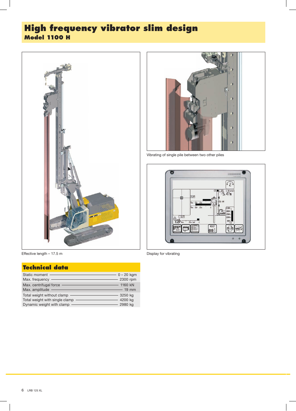 High frequency vibrator slim design, Model 1100 h, Technical data | Liebherr LRB 125 XL User Manual | Page 6 / 12