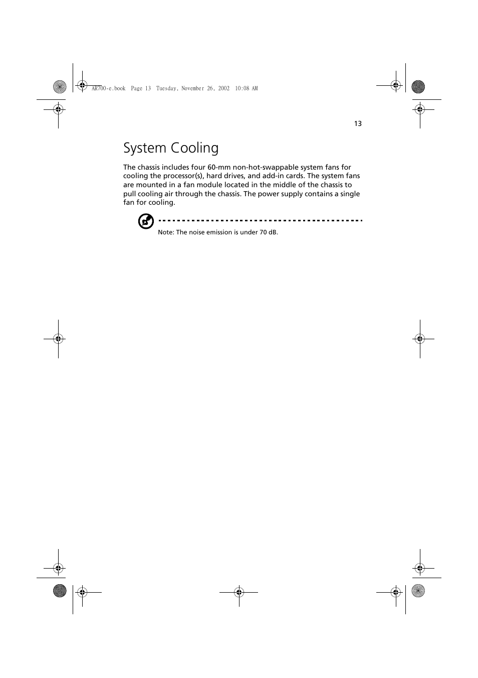 System cooling | Acer Altos R700 Series User Manual | Page 23 / 135