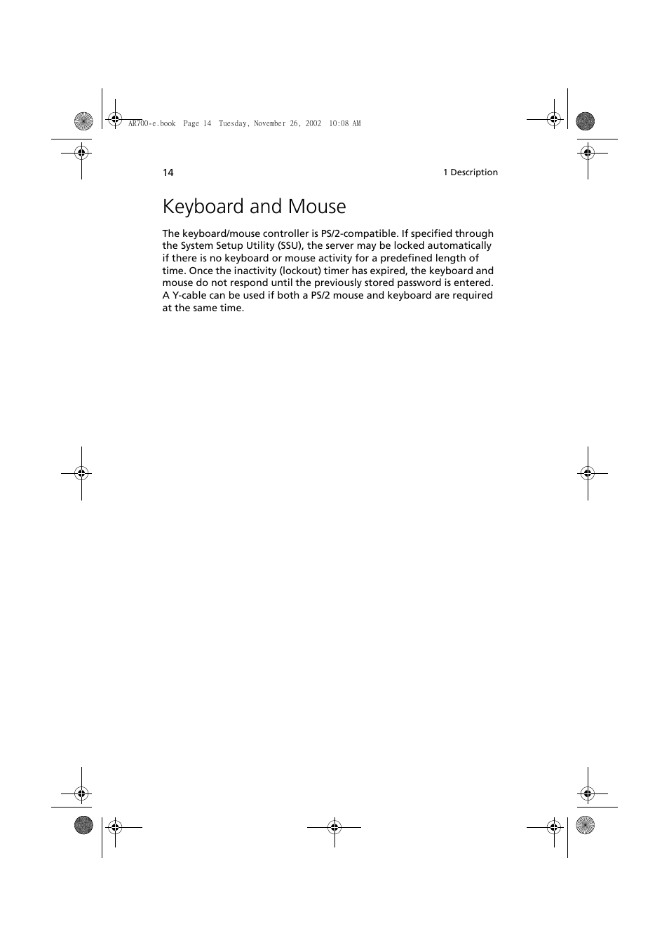 Keyboard and mouse | Acer Altos R700 Series User Manual | Page 24 / 135