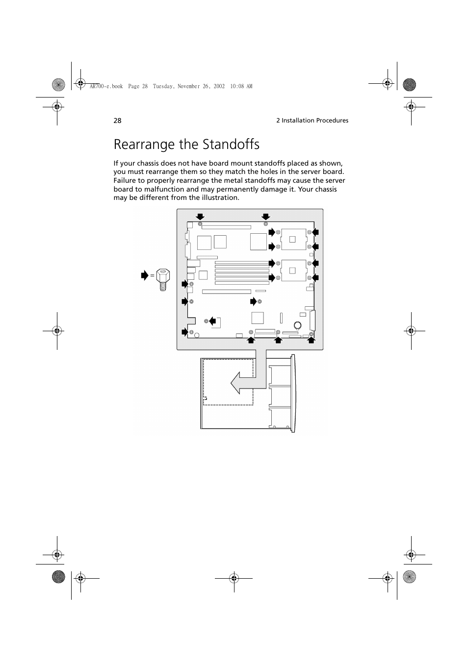 Rearrange the standoffs | Acer Altos R700 Series User Manual | Page 38 / 135