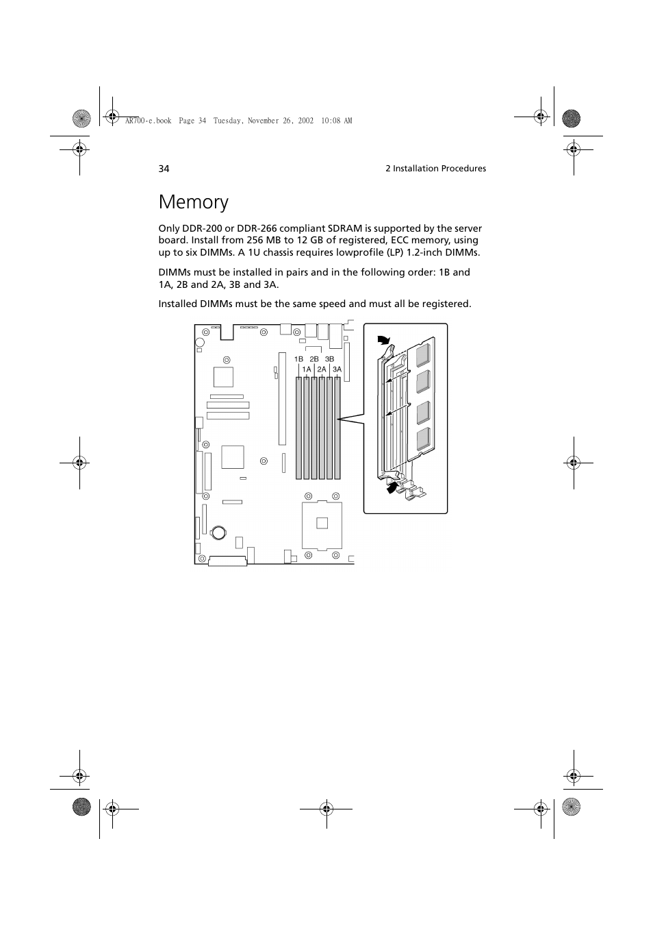 Memory | Acer Altos R700 Series User Manual | Page 44 / 135