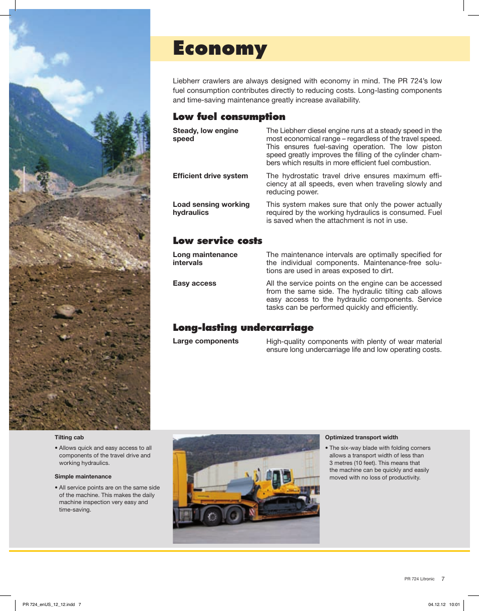 Economy, Low fuel consumption, Low service costs | Long-lasting undercarriage | Liebherr PR 724 Litronic User Manual | Page 7 / 18