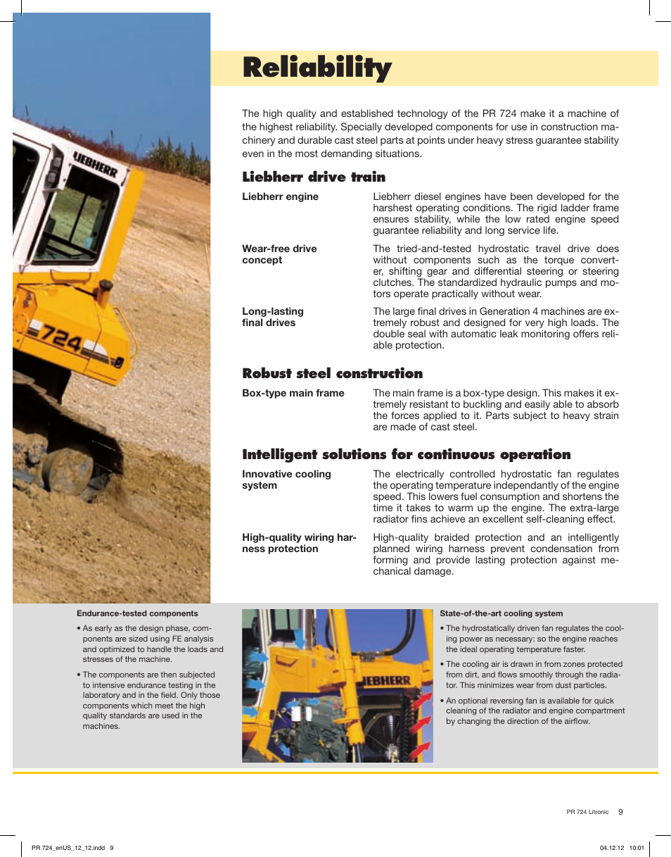 Reliability, Liebherr drive train, Robust steel construction | Intelligent solutions for continuous operation | Liebherr PR 724 Litronic User Manual | Page 9 / 18