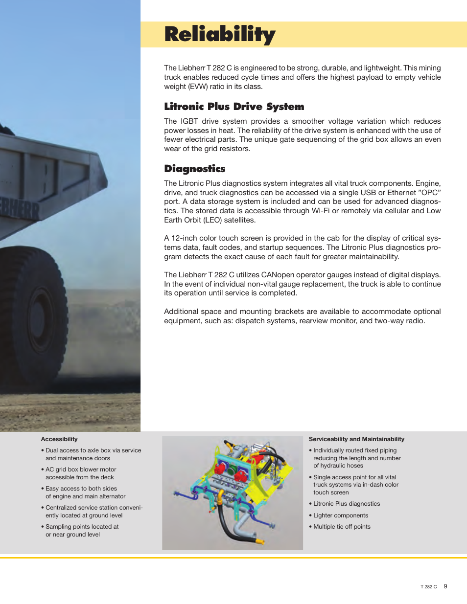 Reliability, Litronic plus drive system, Diagnostics | Liebherr T 282 C User Manual | Page 9 / 22