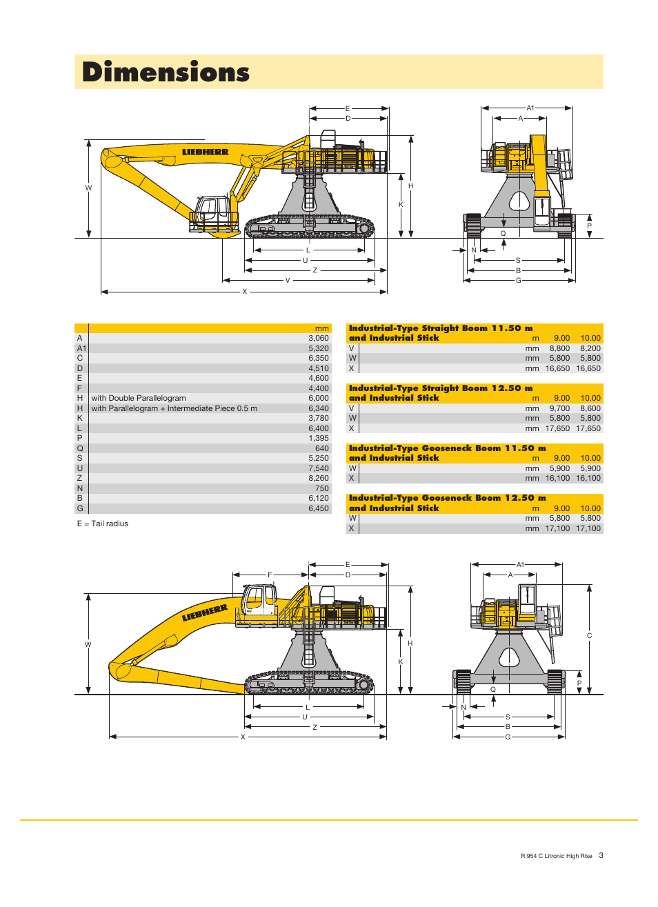 Dimensions | Liebherr R 954 C Litronic High Rise User Manual | Page 3 / 30