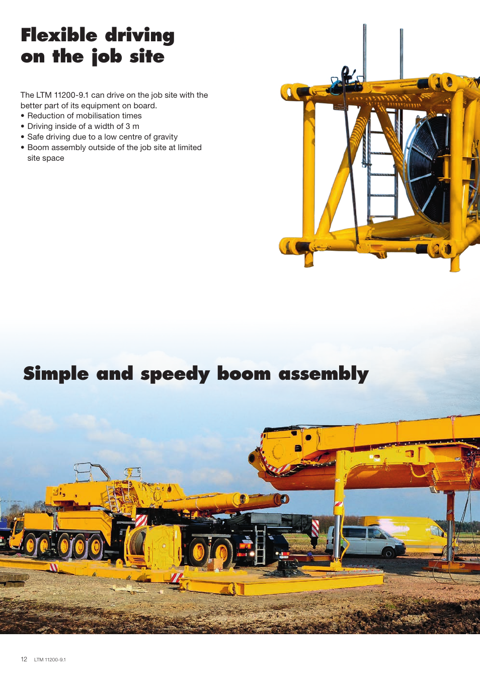 Flexible driving on the job site, Simple and speedy boom assembly | Liebherr LTM 11200-9.1 User Manual | Page 12 / 24