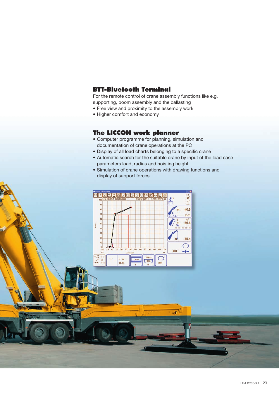 Btt-bluetooth terminal, The liccon work planner | Liebherr LTM 11200-9.1 User Manual | Page 23 / 24