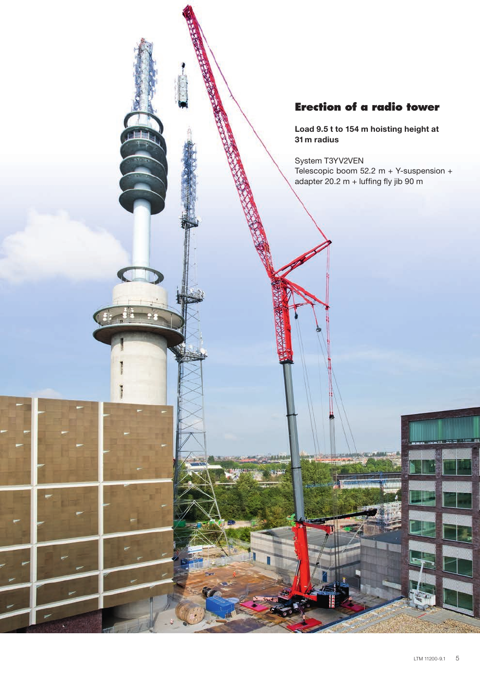 Erection of a radio tower | Liebherr LTM 11200-9.1 User Manual | Page 5 / 24