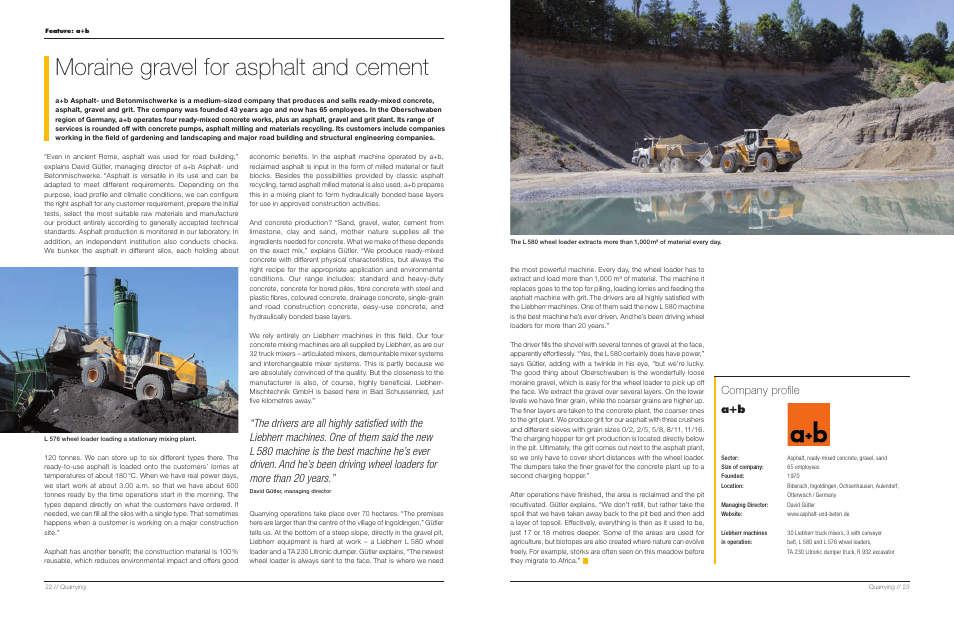 Moraine gravel for asphalt and cement, Company profile | Liebherr TA 230 Litronic User Manual | Page 12 / 25