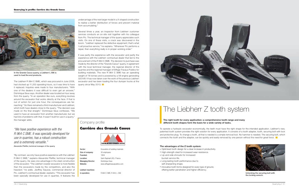 The liebherr z tooth system, Company profile carrière des grands caous | Liebherr TA 230 Litronic User Manual | Page 16 / 25
