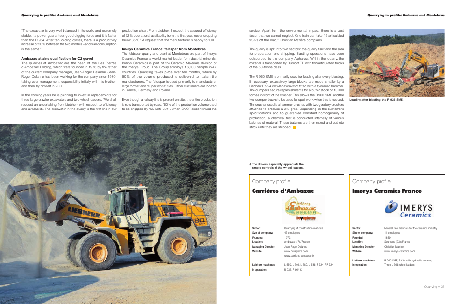 Company profile imerys ceramics france, Company profile carrières d’ambazac | Liebherr TA 230 Litronic User Manual | Page 18 / 25