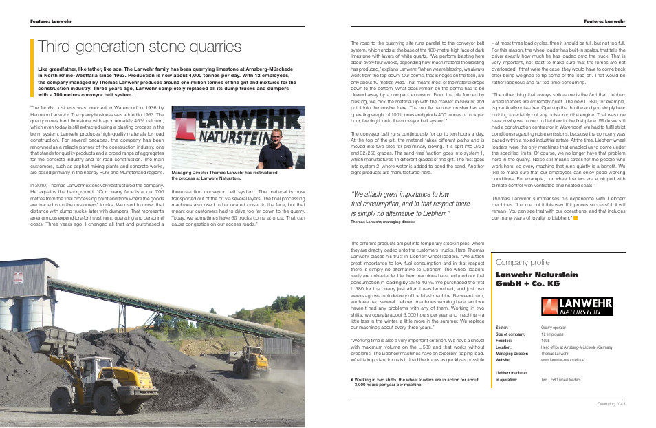Third-generation stone quarries, Lanwehr naturstein gmbh + co. kg company profile | Liebherr TA 230 Litronic User Manual | Page 22 / 25