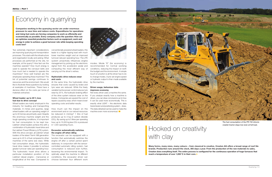 Hooked on creativity with clay, Economy in quarrying | Liebherr TA 230 Litronic User Manual | Page 5 / 25