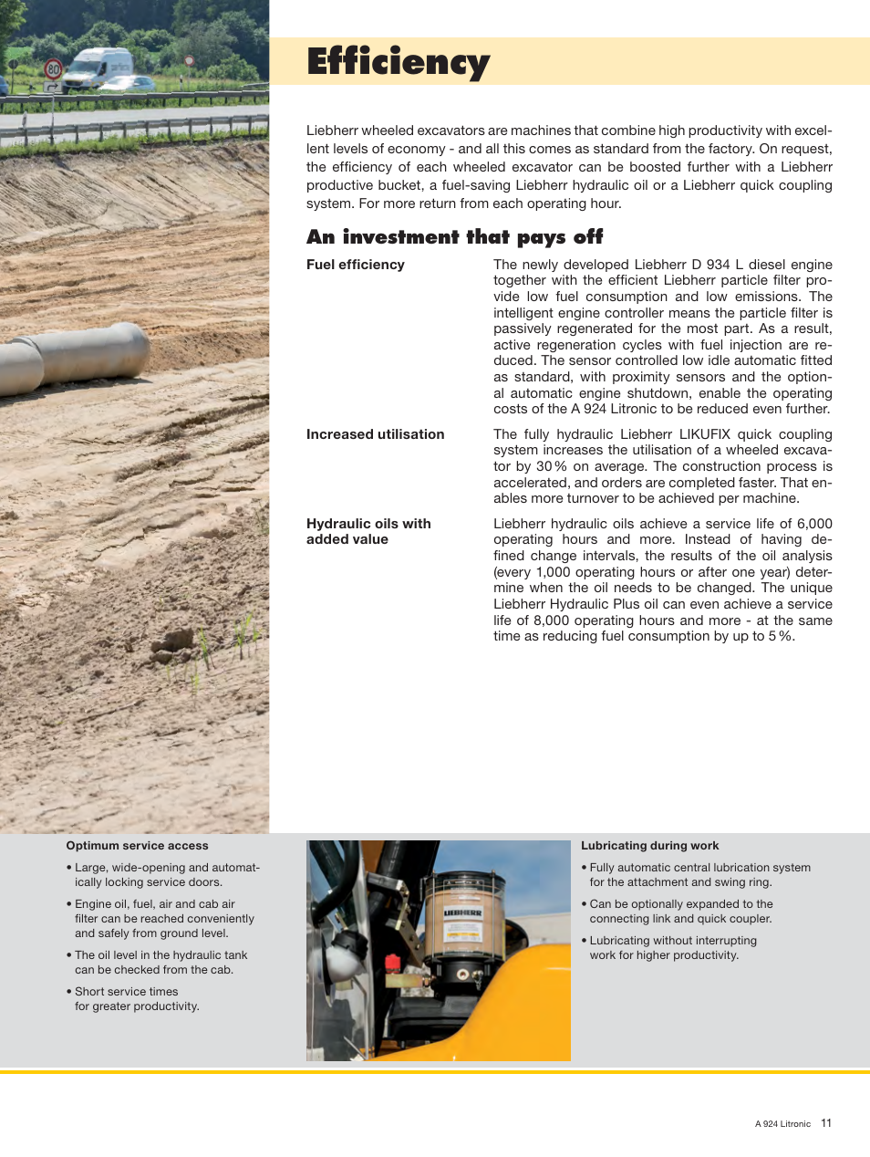 Efﬁ ciency, An investment that pays off | Liebherr A 924 Litronic User Manual | Page 11 / 28